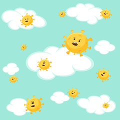 Covid 19 on Blue Sky Background