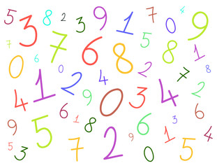 Background of numbers mixed (pattern) Hand drawn