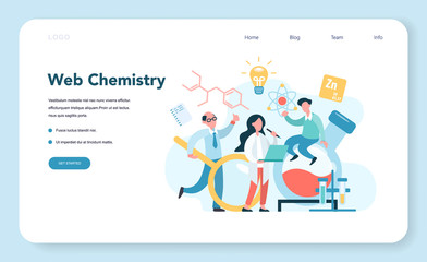 Chemistry studying on webinar or course web banner or landing page