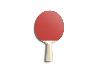 Blank red wood table tennis racket mock up, top view