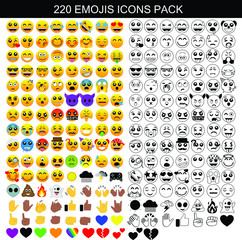 220 Emojis Pack Icons Pixel Perfect Set News