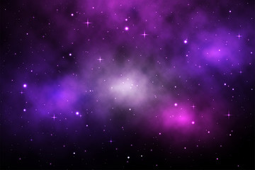 Space galaxy background with shining stars and nebula, Vector cosmos with colorful milky way, Galaxy at starry night, Vector illustration