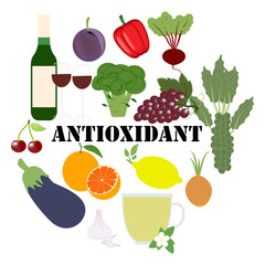 Antioxidant nutrient rich organic food vector illustration