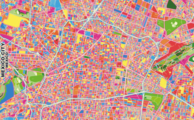 Mexico City, Mexico City, Mexico, colorful vector map