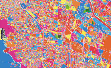 Obraz premium Juárez, Chihuahua, Mexico, colorful vector map