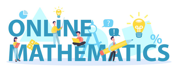 Online math course typographic header concept. Learning