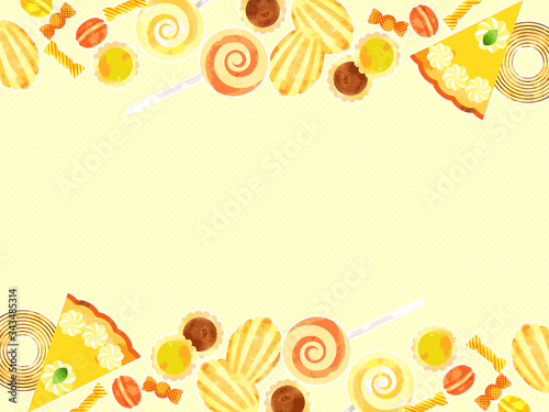黄色い焼き菓子のイラスト背景 Wall Mural Wallpaper Murals Konohana