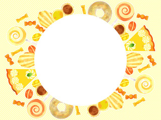 黄色い焼き菓子のイラスト背景