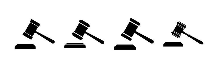 Gavel icons set. Hammer icon vector. Judge Gavel Auction Icon Vector. Bid