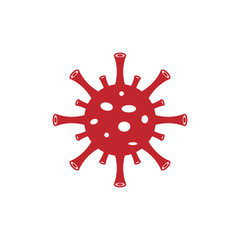 Coronavirus 2019-nCoV. Corona virus icon. Red on white background isolated. China pathogen respiratory infection asian flu outbreak. influenza pandemic. virion of Corona-virus. Vector