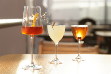 Three simple looking cocktails