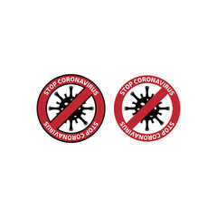 Sign caution coronavirus. Stop coronavirus. Coronavirus outbreak. Coronavirus danger and public health risk disease and flu outbreak. Pandemic medical concept with dangerous cells.Vector illustration