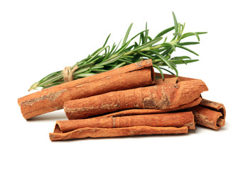 Cinnamon on a white background
