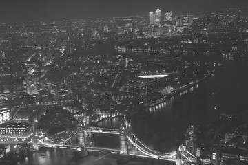 Tower bridge at night black and white