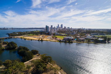 Obraz premium Aerial view Perth CBD an Swan River. Perth, Western Australia