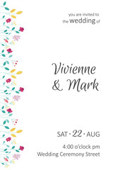 Fototapeta na wymiar Wedding floral invitation. Invitation card with floral pattern