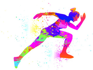 Running logo design. Colorful sport background. Vector illustration.