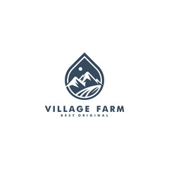 mountain and farm logo design vector illustration