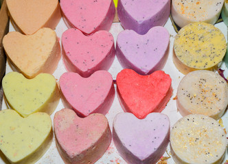 Natural artisan heart shaped soaps for sale.