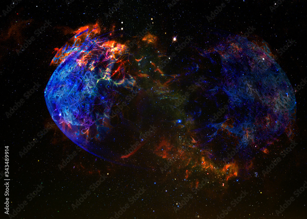 Sticker planet explode in space. elements of this image furnished by nasa