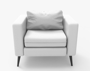 
White perforated leather sofa. Isolated on white. Clipping path. 3D Rendering.