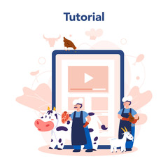 Butcher or meatman online service or platform. Online