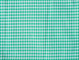 Green and white colour of gingham cotton texture 