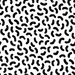 Hand-drawn black and white seamless texture with semicircles. Modern memphis vector repeat pattern.