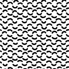 Hand-drawn black and white seamless texture with semicircles. Modern memphis vector repeat pattern.