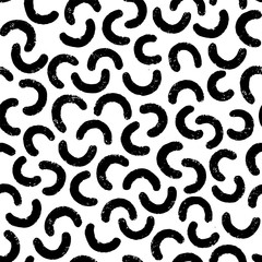Hand-drawn black and white seamless texture with semicircles. Modern memphis vector repeat pattern.