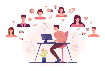 Social network concept. Communication and connection around the world