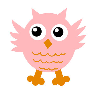 Cute cartoon owl in flat style isolated on white background. Vector illustration.  