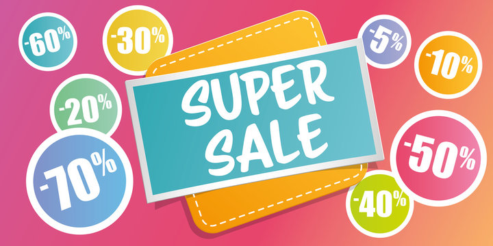 Super sale banner - sale reduction promotion stickers - Business design elements