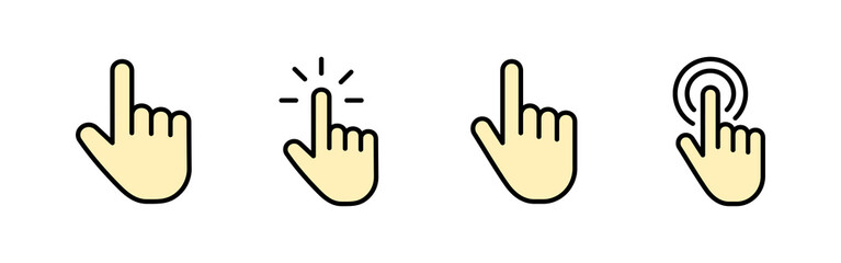 Fototapeta premium Hand cursor icons set. Hand click icon. Finger pointer isolated vector