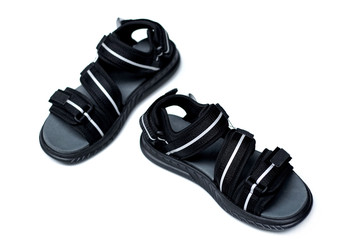 Trekking slippers sport sandals shoes for tourist and hiking isolated on white background.