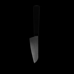 Zero gravity background dark object in the air knife without neon