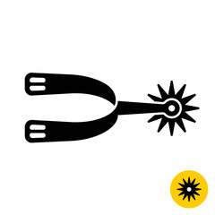 Cowboy horse riding spur for boot icon with star shape sharp disk. - obrazy, fototapety, plakaty