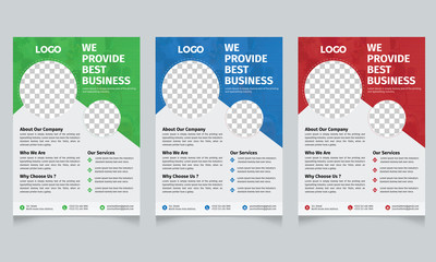  3 Colour Variations Business Flyer Template	