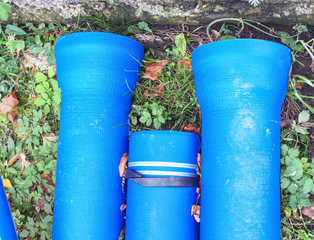 Prepared dedicated plastic blue Pipe with rubbery sealing inside
