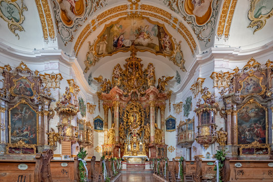 Kirche, Wallfahrtskirche, St. Maria Himmelfahrt, Marienberg, Burghausen, Landkreis Alt&ouml;tting, Oberbayern, Bayern, Deutschland, Innen