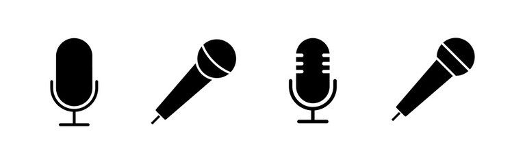 Microphone Icons set. Mic sign. Karaoke microphone icon. Broadcast mic sign - obrazy, fototapety, plakaty