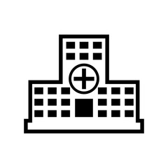 Hospital building vector icon. ambulance illustration symbol or logo. aid sign.