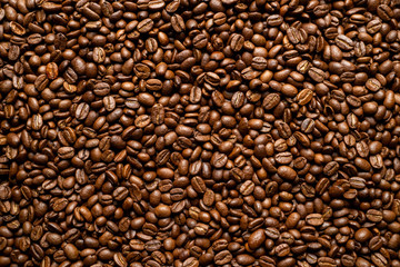 Arabica coffee beans with top view