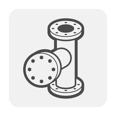 Pipe icon and flange fitting for pipeline connection with valve and other pipe. For transportation liquid or gas i.e.crude, oil, natural gas, sewage, wastewater. Also for plumbing and irrigation.