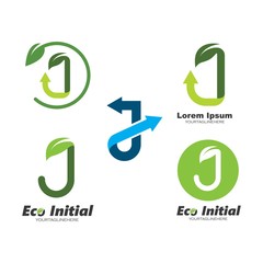 j Letter eco leave  Logo  Vector Illustration