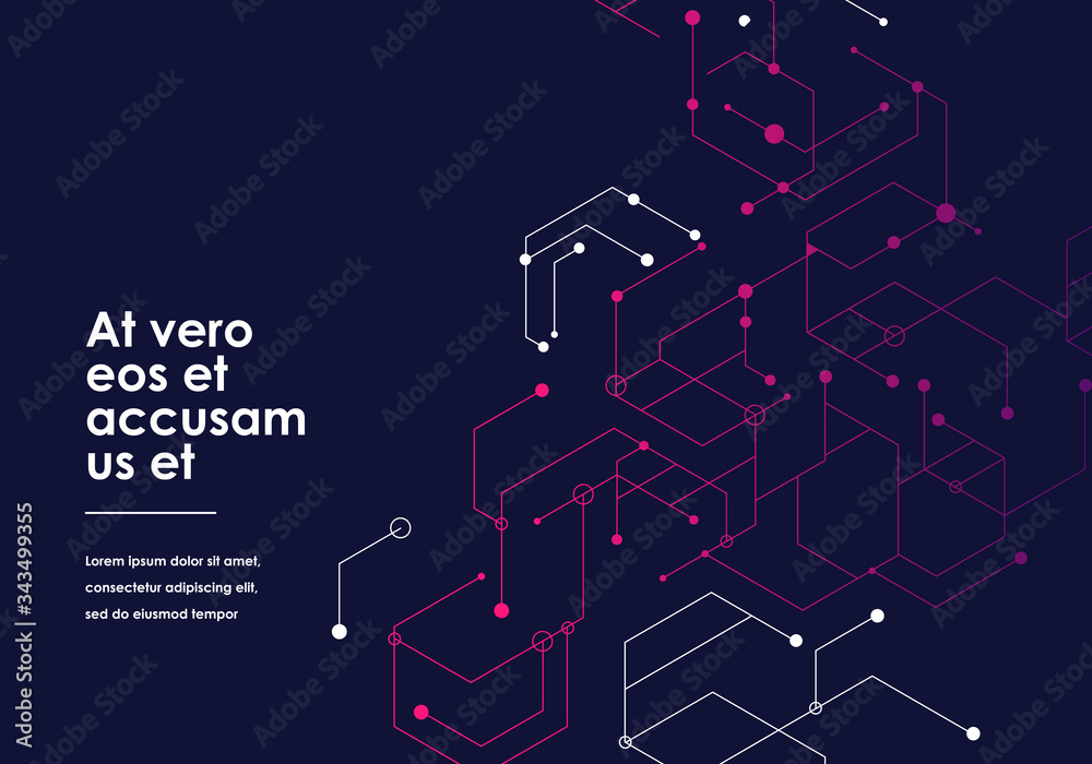 Aufkleber Abstract structures of a hexagonal model. Brochure design.