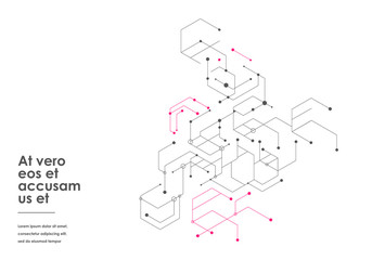 Scientific network diagram, connecting lines and dots on a simple background.