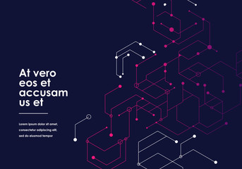 Abstract structures of a hexagonal model. Brochure design.