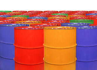 multi-colored barrel of red color isolated on a white background.