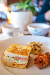 Pork Luncheon Meat And Cucumber Shred Toast On The Plate